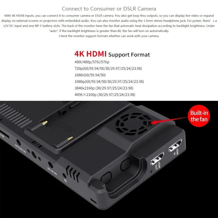 FEELWORLD LUT6 1920x1080 2600 nits 6 inch IPS Screen HDMI 4K Touch Control Camera Field Monitor, LUT6
