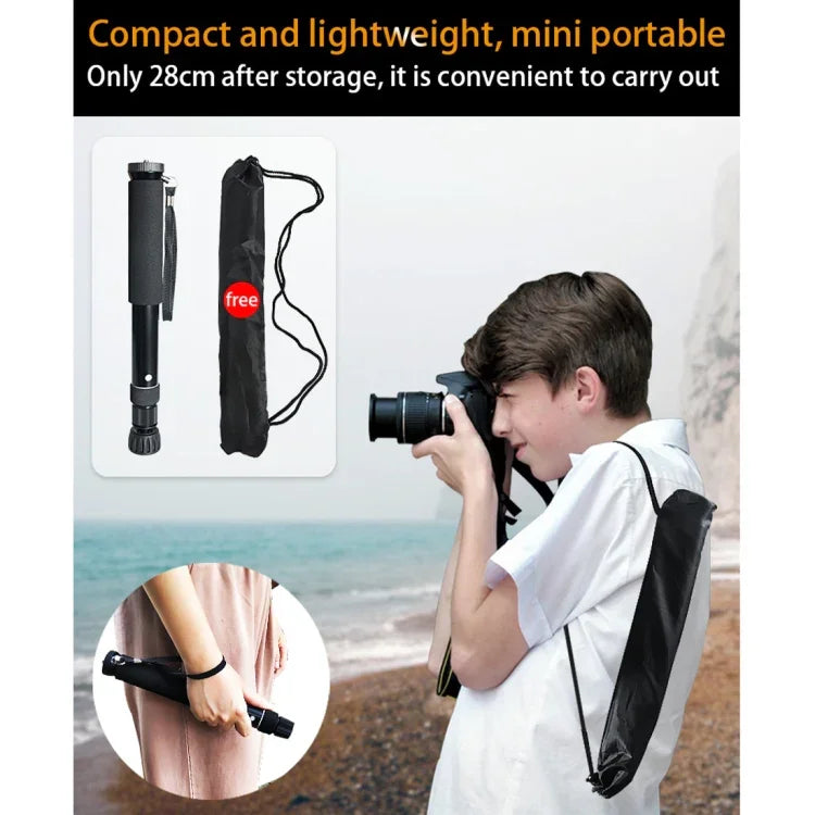 BEXIN P308B Portable Travel Outdoor DSLR Camera Aluminum Alloy Monopod Holder, P308B