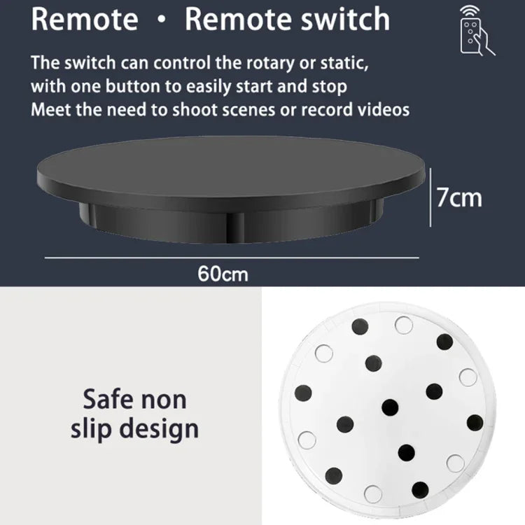 60cm Electric Rotating Display Stand Props Turntable, Load: 100kg, Plug-in Power, US Plug, 60cm, US Plug
