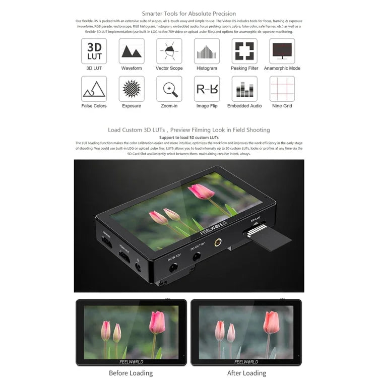 FEELWORLD LUT5 5.5 inch Ultra High Bright 3000nit Touch Screen DSLR Camera Field Monitor, LUT5