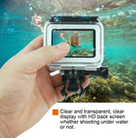 45m Waterproof Housing Protective Case + Touch Screen Back Cover for GoPro NEW HERO /HERO6 /5, with Buckle Basic Mount & Screw & (Purple, Red, Pink) Filters, No Need to Remove Lens, Touch Screen + Filters (Transparent)