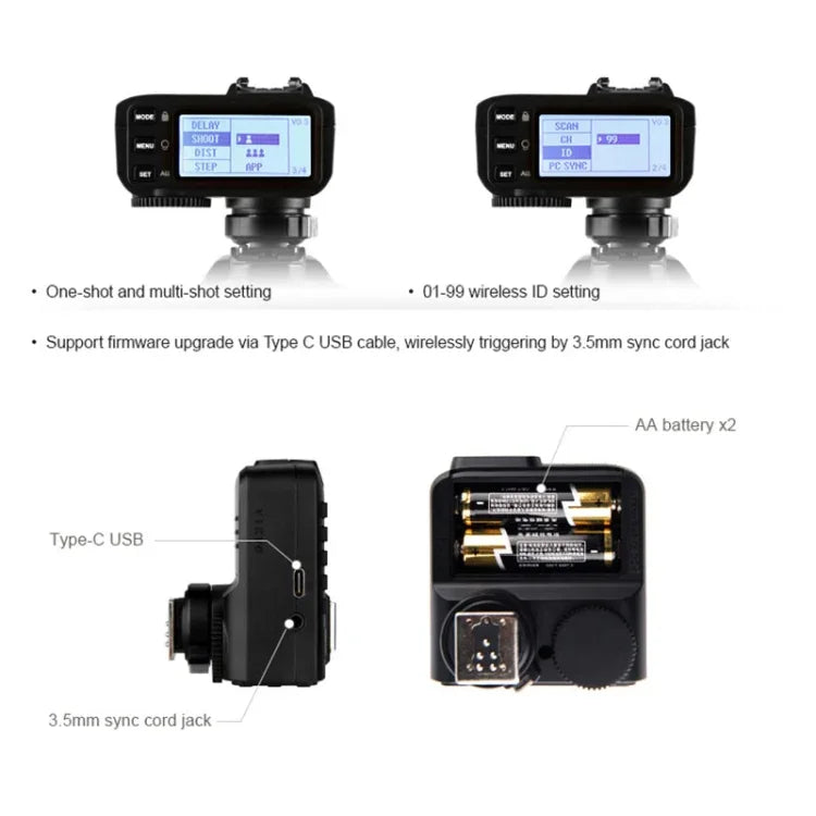 Godox X2T-O E-TTL II Bluetooth Wireless Flash Trigger for Panasonic / Olympus, X2T-O for Panasonic / Olympus