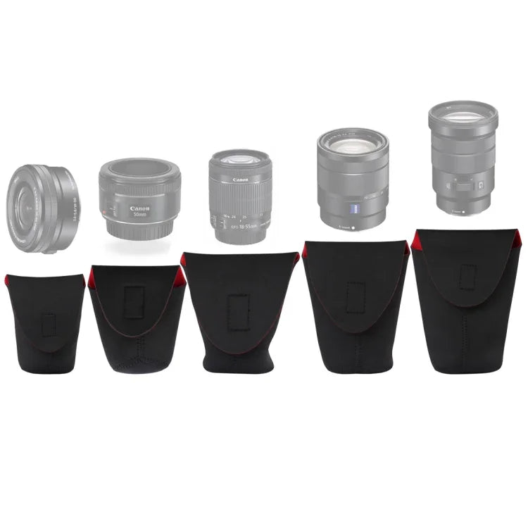 5 in 1 SLR Camera Lens Package Thickening Shockproof Neoprene Lens Storage Bag Sticky Deduction, 5 in 1