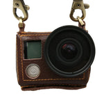 For GoPro HERO4 Litchi Texture Genuine Leather Protective Case with Sling, Litchi Texture (Brown)