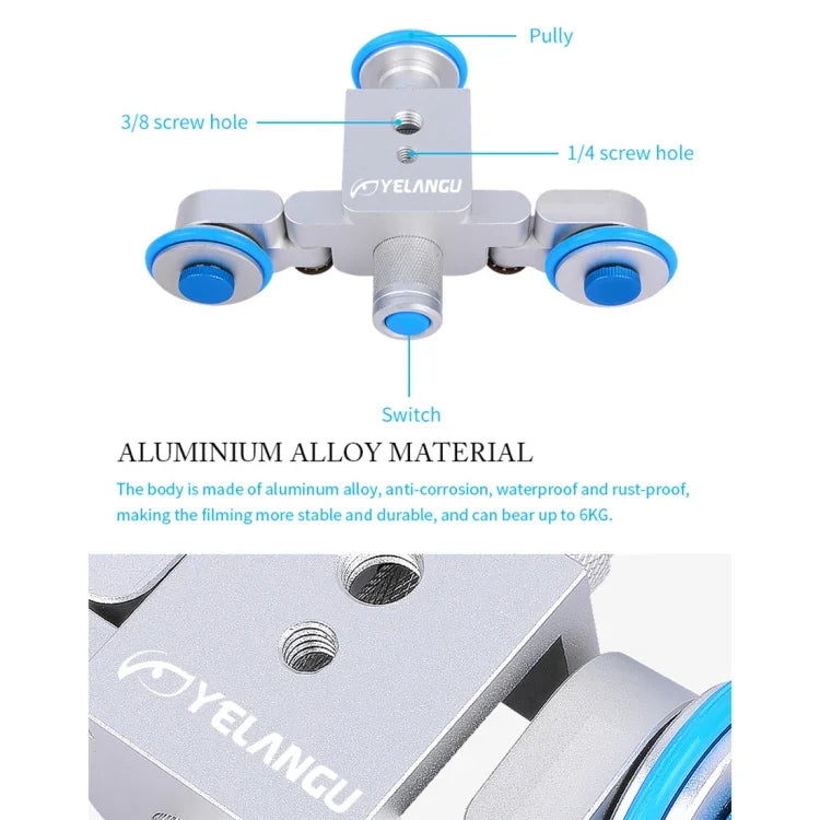 YELANGU L3 Camera Wheels Autodolly Electric Track Slider Car, Load: 6kg, Autodolly L3