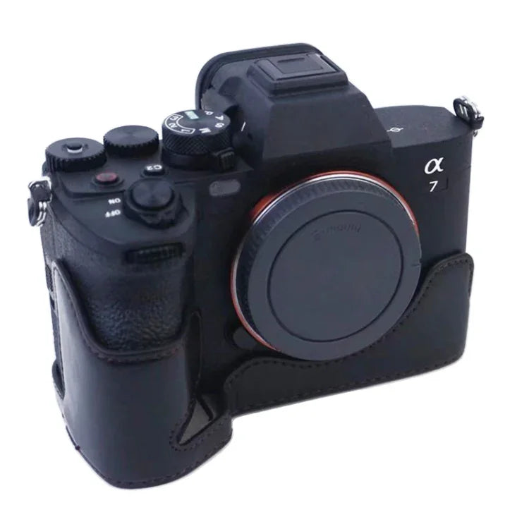 1/4 inch Thread PU Leather Camera Half Case Base for Sony A7 IV, For Sony A7 IV