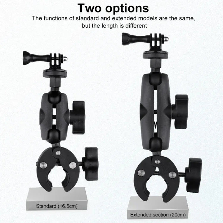 360 Rotation Adjustable Action Camera Bike Motorcycle Handlebar Holder with Phone Clamp, Standard Version with Phone Clamp