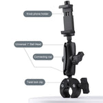 360 Rotation Adjustable Action Camera Bike Motorcycle Handlebar Holder with Phone Clamp, Standard Version with Phone Clamp