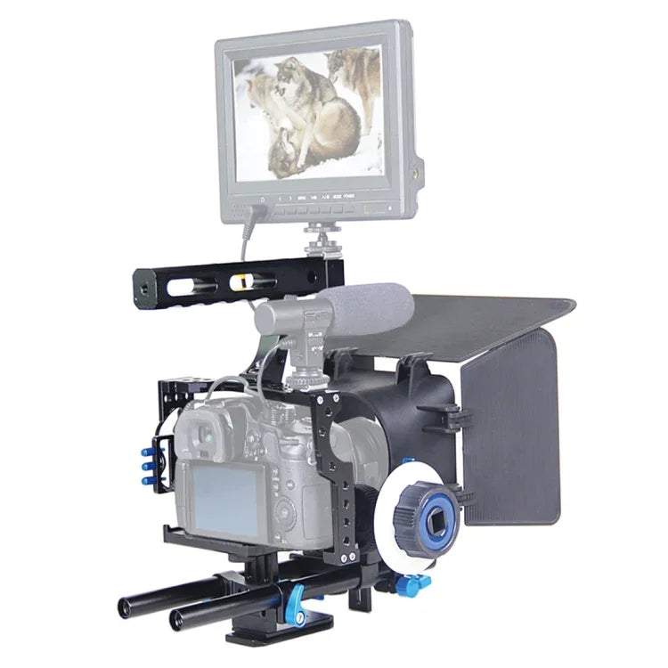 YELANGU YLG1105A Handle Video Camera Cage Stabilizer Kit with Matte Box & Follow Focus for Panasonic Lumix DMC-GH4 & G7 / Sony A7 & A7S & A7R & A7RII & A7SII, YLG1105A