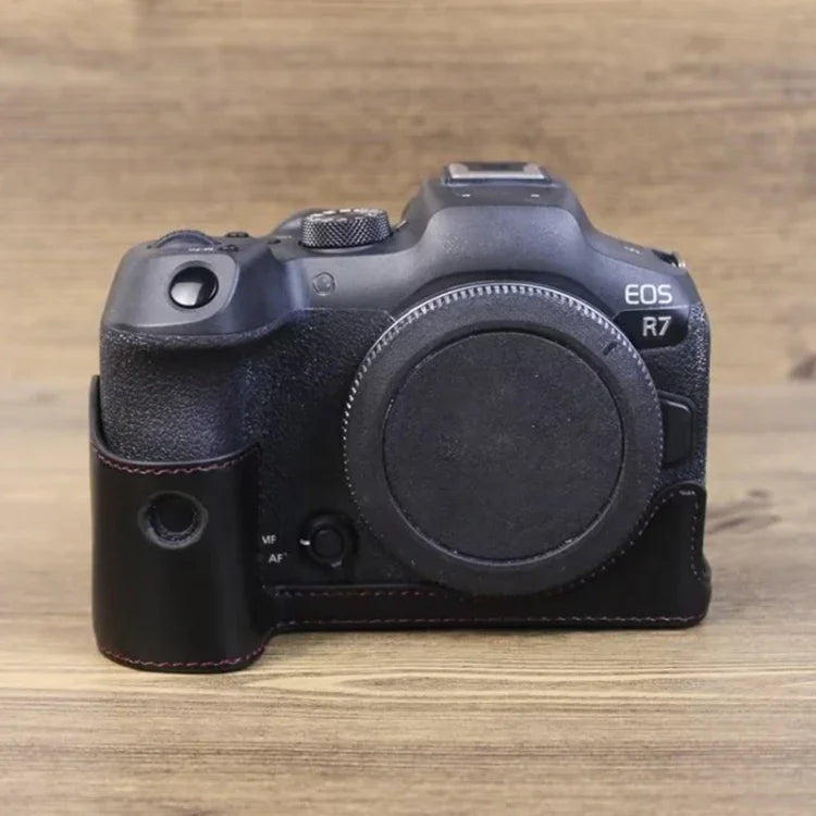 For Canon EOS R7 1/4 inch Thread PU Leather Camera Half Case Base, For Canon EOS R7