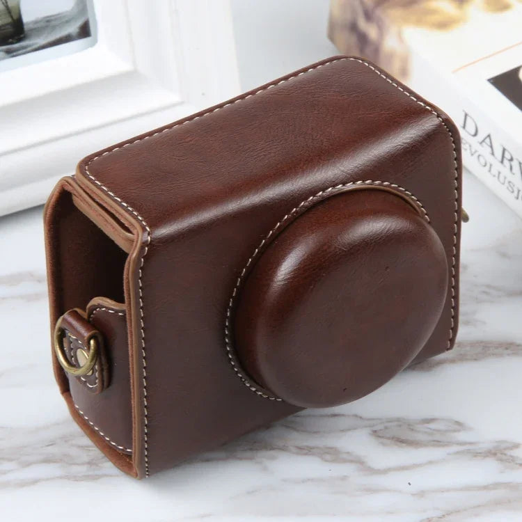 For Sony ZV-1F Vlog Camera Full Body Magnetic Leather Camera Case Bag with Strap, For Sony ZV-1F with Magnetic