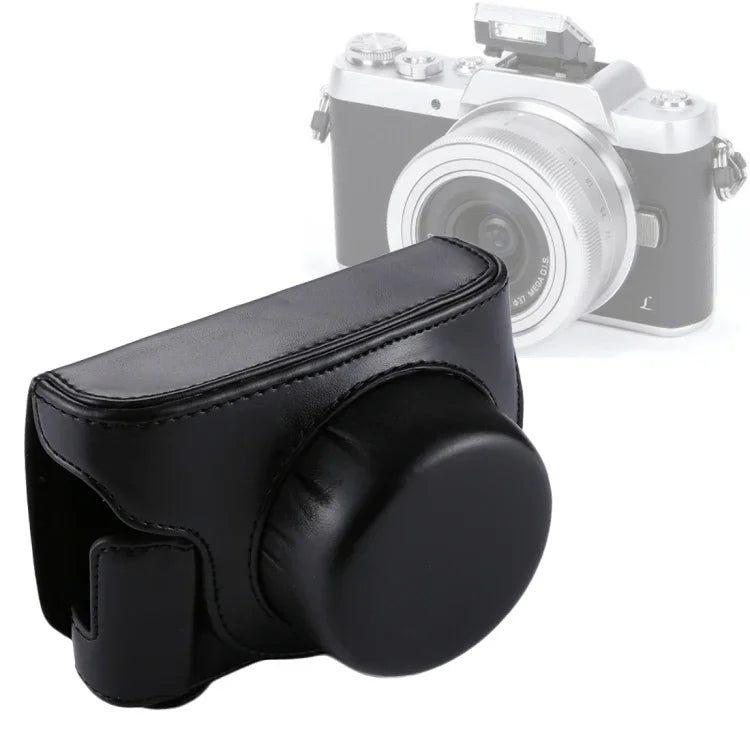 Full Body Camera PU Leather Camera Case Bag with Strap for Panasonic Lumix GF7 / GF8 / GF9 (12-32mm / 14-42mm Lens), For Lumix GF7