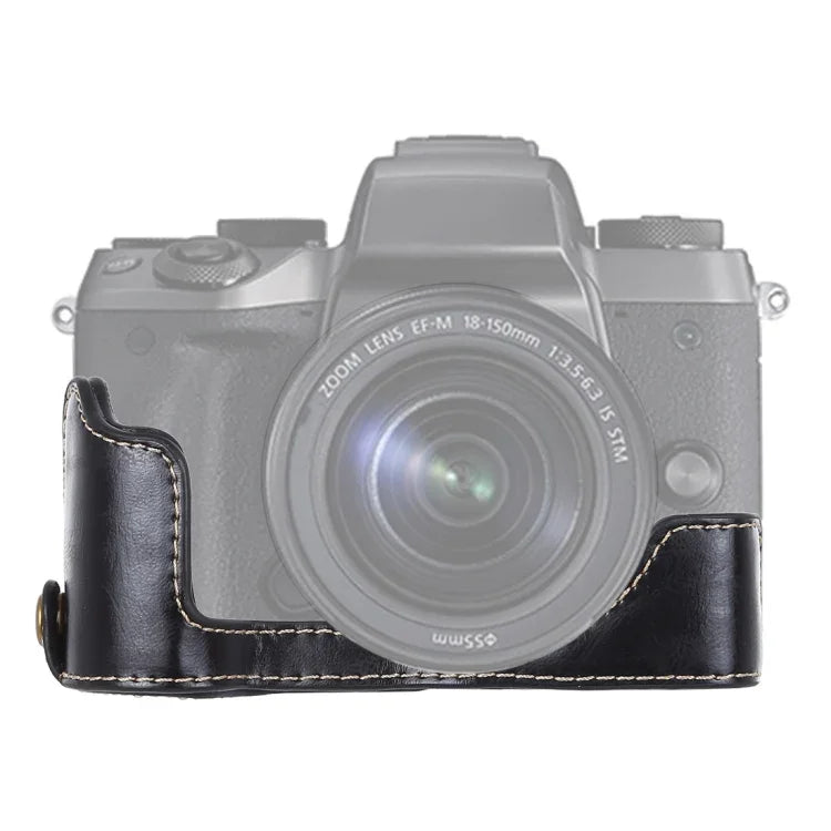 1/4 inch Thread PU Leather Camera Half Case Base for Canon EOS M5, For Canon M5