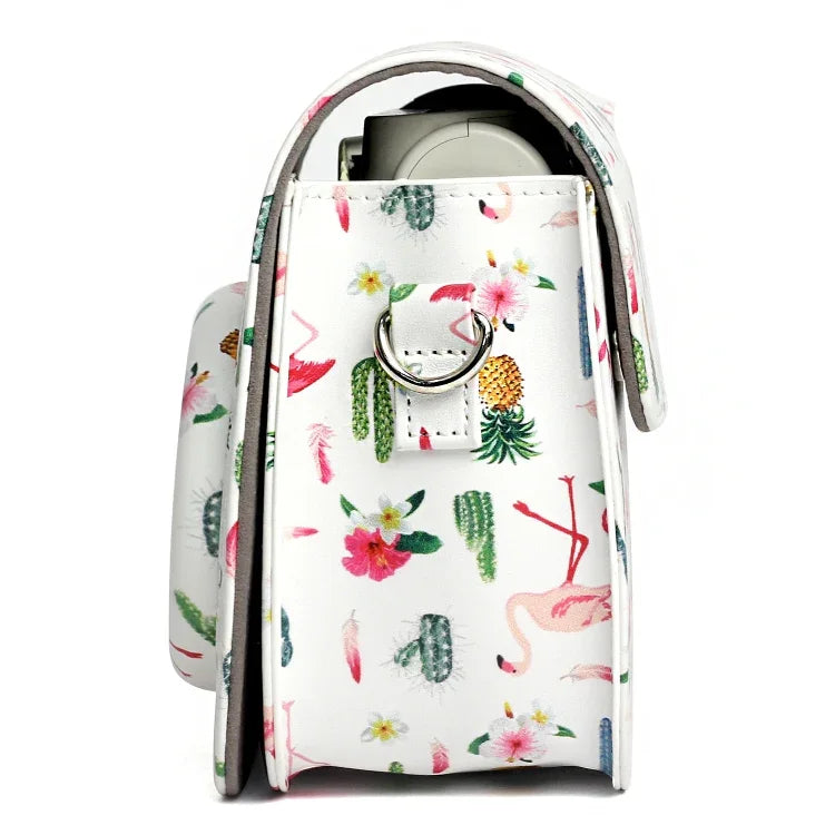 Flamingo Cactus Pattern PU Leather Protective Camera Case Bag For FUJIFILM Instax Mini 7S / 7C Camera, Flamingo Cactus