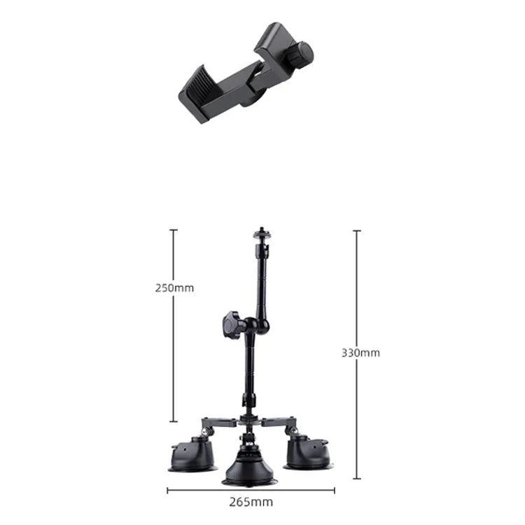 Tri-leg Suction Cup Articulating Friction Magic Arm Phone Clamp Mount, Tri-leg Suction Cup Magic Arm