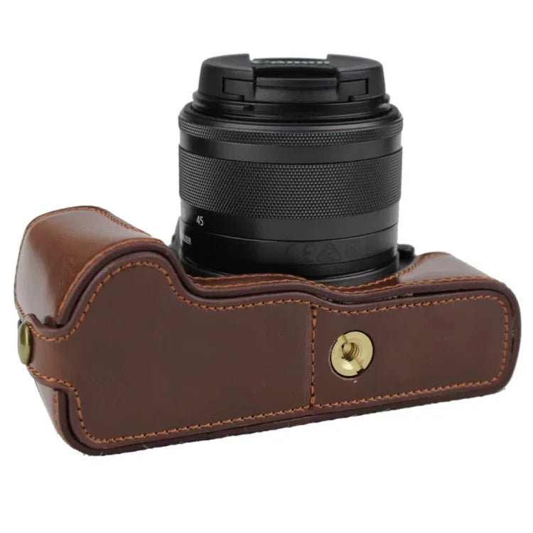 1/4 inch Thread PU Leather Camera Half Case Base for Canon EOS M50 / M50 Mark II, For Canon EOS M50