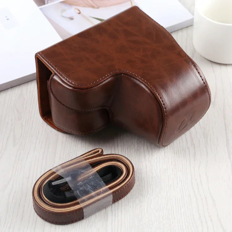 Full Body Camera PU Leather Case Bag with Strap for Sony A6400 / ILCE-A6400, For Sony A6400