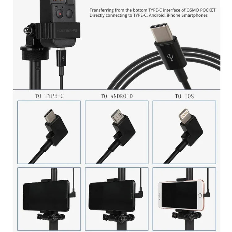 Sunnylife OP-X9208 Type-C to Type-C Cable for DJI OSMO Pocket, Length:1m, Type-C