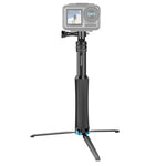 RUIGPRO One-piece Handheld Tripod Selfie Stick Telescopic Monopod Mount for GoPro, Insta360, DJI and Other Action Cameras, Black)