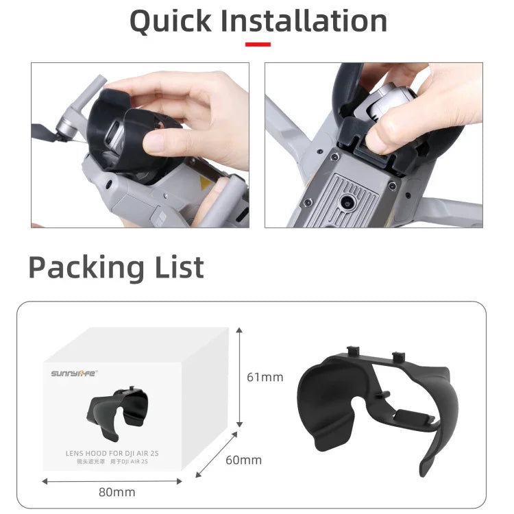Sunnylife A2S-Q9350 Camera Lens Sunshade Anti-glare Hood for DJI Air 2S / Mavic Air 2, For DJI Air 2S