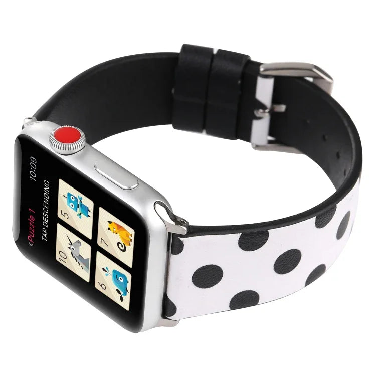 Fashion Wave Dot Series Leather Replacement Watchbands For Apple Watch Series 6 & SE & 5 & 4 40mm / 3 & 2 & 1 38mm, For Apple Watch Series 8&7 41mm / SE 2&6&SE&5&4 40mm / 3&2&1 38mm