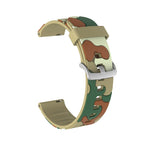 Camouflage Silicone Replacement Wrist Strap Watchband with Silver Buckle, 20mm For Fossil Gen 5 Carlyle, 20mm For Fossil Hybrid Smartwatch HR, 20mm For Fossil Mens Gen 4 Explorist HR, 20mm For Fossil Mens Sport