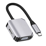 HW-6002 2 In 1 Type-C / USB-C to HDMI + VGA Adapter Converter, HW-6002