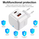 20W PD + QC 3.0 Dual Ports Travel Charger Power Adapter,, US Plug, EU Plug, UK Plug
