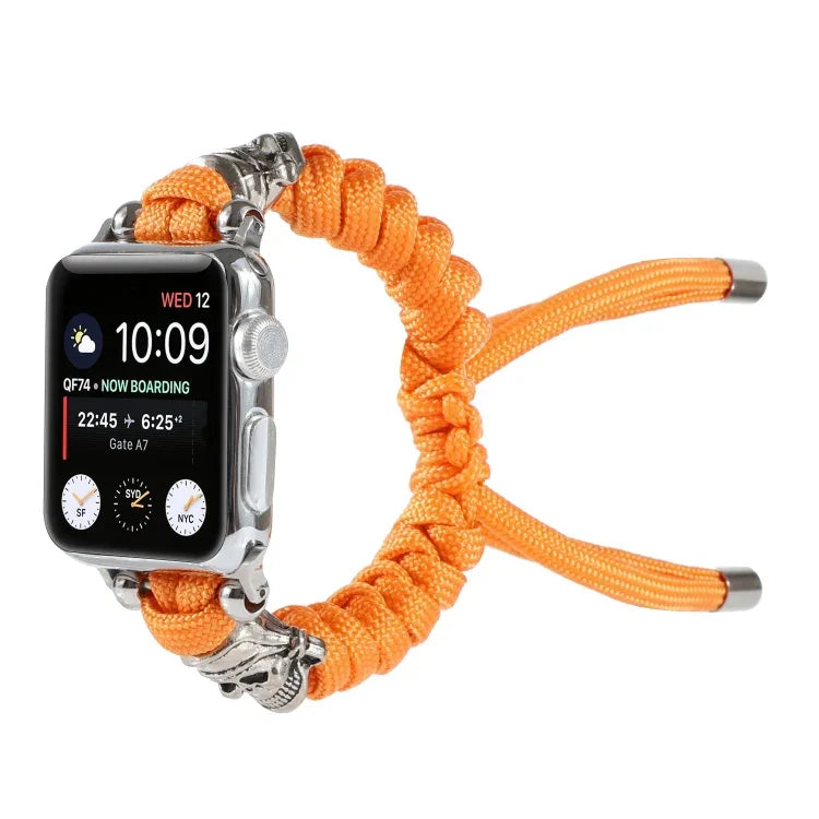 Skull Umbrella Cord Braided Watch Strap, For Apple Watch Ultra 49mm / Series 8&7 45mm / SE 2&6&SE&5&4 44mm / 3&2&1 42mm, For Apple Watch Series 8&7 41mm / SE 2&6&SE&5&4 40mm / 3&2&1 38mm                                                                  ...