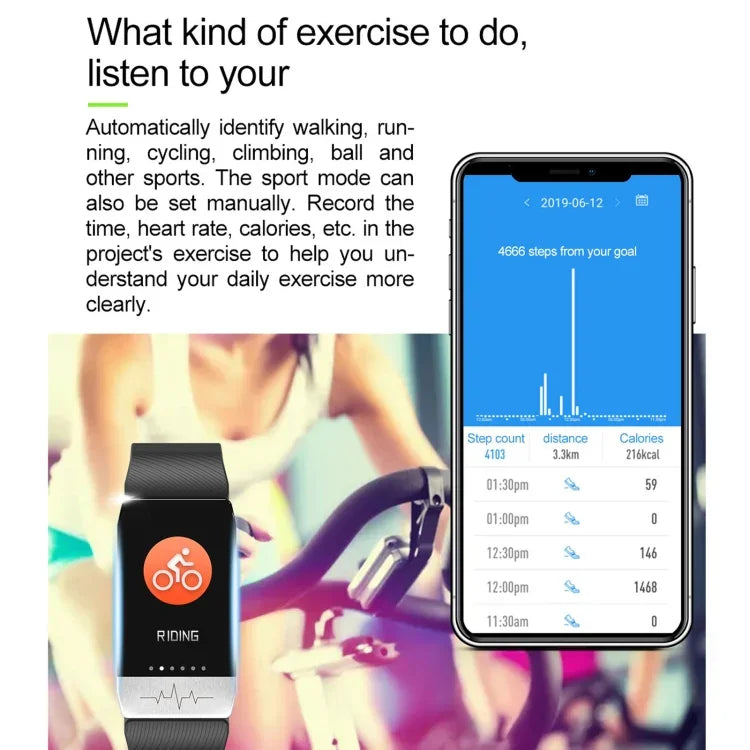 T1S 1.14 inch Screen IP67 Waterproof Smart Bracelet, Support Blood Oxygen Monitoring / Body Temperature Monitoring / Heart Rate Monitoring