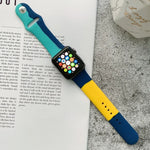 Silicone Color Matching Replacement Watchbands For Apple Watch Series 6 & SE & 5 & 4 40mm / 3 & 2 & 1 38mm, For Apple Watch 40mm/38mm(Black+Red+White), For Apple Watch 40mm/38mm(Red+White+Black), For Apple Watch 40mm/38mm(Light Blue+Dark Blue+Yellow)  ...