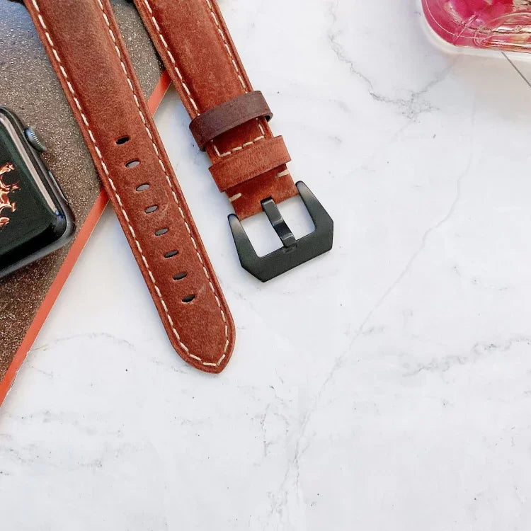Big Head Buckle Leather Replacement Watchbands For Apple Watch Series 6 & SE & 5 & 4 40mm / 3 & 2 & 1 38mm, For Apple Watch Series 8&7 41mm / SE 2&6&SE&5&4 40mm / 3&2&1 38mm