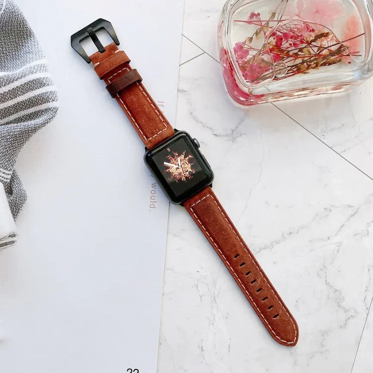 Big Head Buckle Leather Replacement Watchbands For Apple Watch Series 6 & SE & 5 & 4 40mm / 3 & 2 & 1 38mm, For Apple Watch Series 8&7 41mm / SE 2&6&SE&5&4 40mm / 3&2&1 38mm