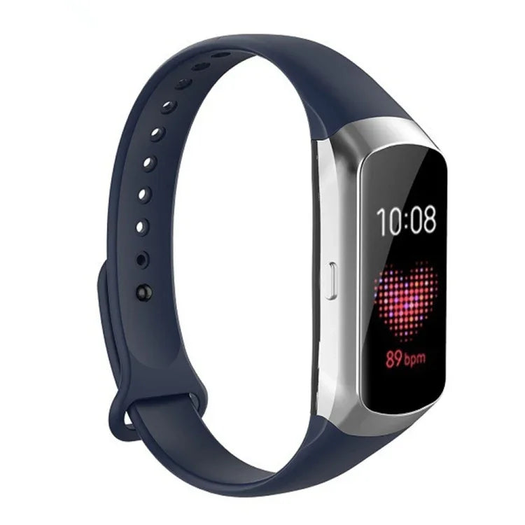 For Samsung Galaxy Fit SM-R370 Silicone Glossy Nail Button Replacement Strap Watchband