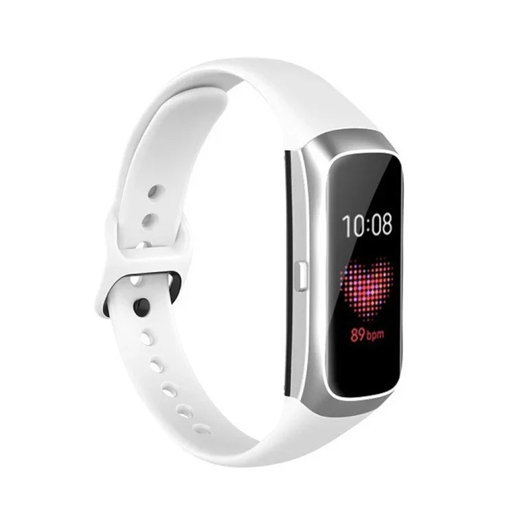 For Samsung Galaxy Fit SM-R370 Silicone Steel Shrapnel Black Buckle Replacement Strap Watchband