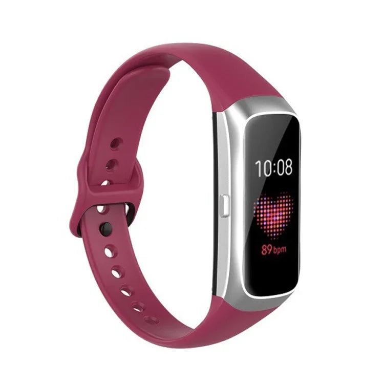 For Samsung Galaxy Fit SM-R370 Silicone Steel Shrapnel Black Buckle Replacement Strap Watchband
