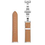 22mm Universal Butterfly Buckle Leather Replacement Strap Watchband, Black Buckle, Rose Gold Buckle, Silver Buckle