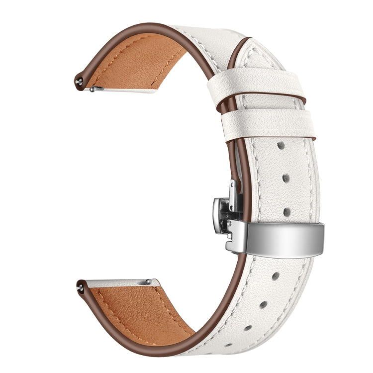 22mm Universal Butterfly Buckle Leather Replacement Strap Watchband, Black Buckle, Rose Gold Buckle, Silver Buckle
