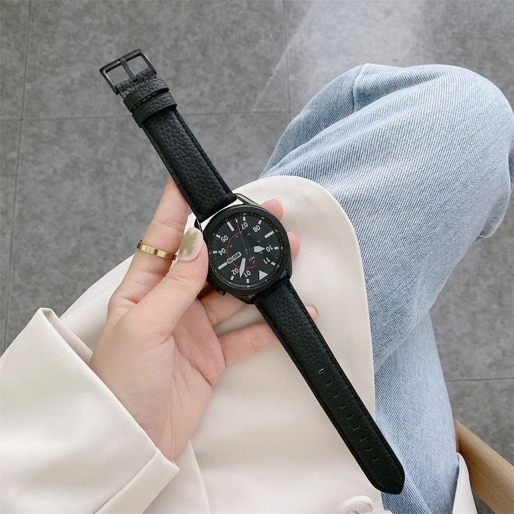 Sewing Litchi Texture Leather Replacement Strap Watchband, For Samsung Galaxy Watch 42mm, For Samsung Galaxy Watch 46mm, For Samsung Galaxy Watch 3 41mm, For Samsung Galaxy Watch 3 45mm, For Samsung Galaxy Watch Active2 40mm