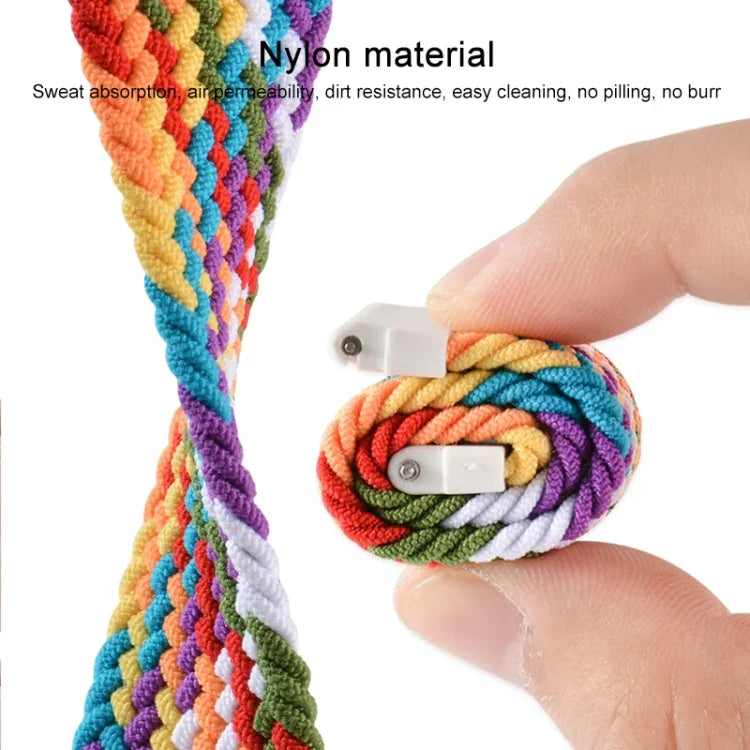 For Samsung Galaxy Watch 42mm Adjustable Nylon Braided Elasticity Replacement Strap Watchband, 165mm