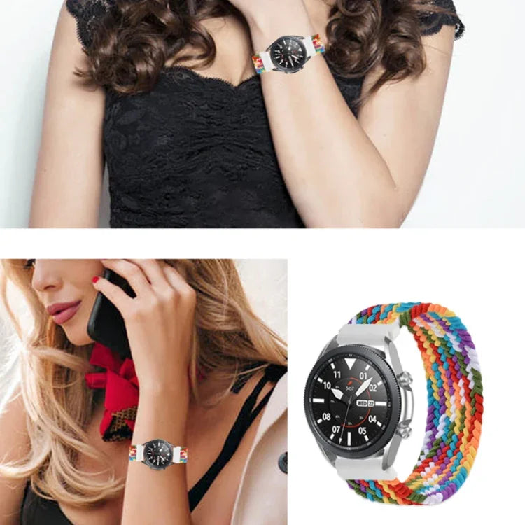 For Samsung Galaxy Watch 42mm Adjustable Nylon Braided Elasticity Replacement Strap Watchband, 165mm