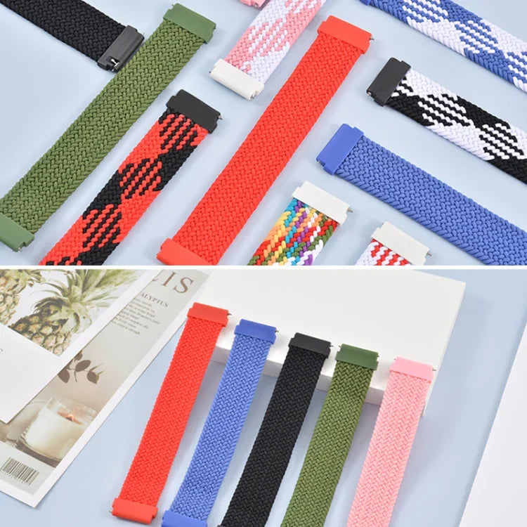 For Samsung Galaxy Watch 46mm Adjustable Nylon Braided Elasticity Replacement Strap Watchband, 165mm