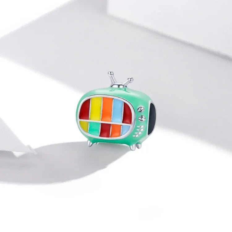 S925 Sterling Silver Mini Color TV Beads DIY Bracelet Necklace Accessories, Mini Color TV