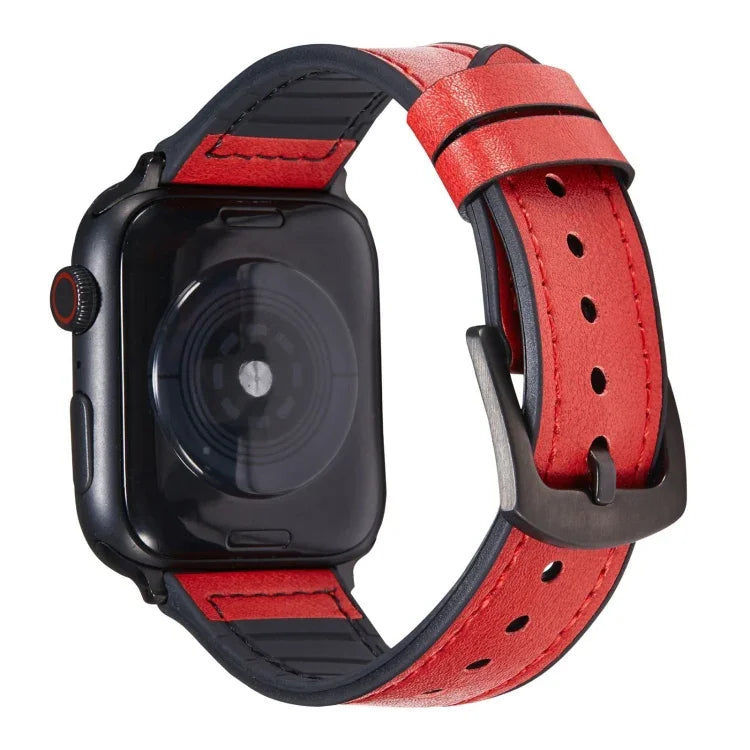 Crazy Horse Texture Leather Replacement Watchbands For Apple Watch Series, 7 45mm / 6 & SE & 5 & 4 44mm / 3 & 2 & 1 42mm, 7 41mm / 6 & SE & 5 & 4 40mm / 3 & 2 & 1 38mm