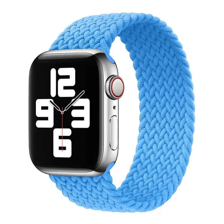 Metal Head Braided Nylon Solid Color Replacement Strap Watchband For Apple Watch Series 6 & SE & 5 & 4 44mm / 3 & 2 & 1 42mm, L 165mm
