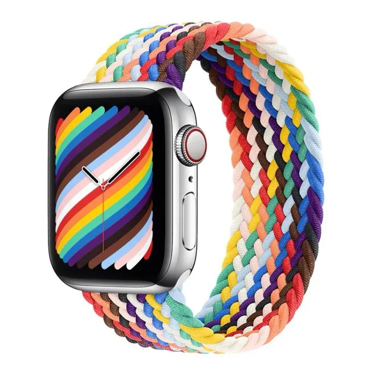 Rainbow Braided Single Loop Replacement Watchbands, Size: L 165mm For Apple Watch Series 6 & SE & 5 & 4 44mm / 3 & 2 & 1 42mm, L 165mm 44mm / 42mm