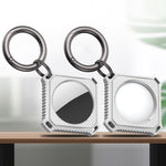 Four Square Carbon Fiber Case with Keychain Ring For AirTag 2nd Gen / AirTag 1st Gen