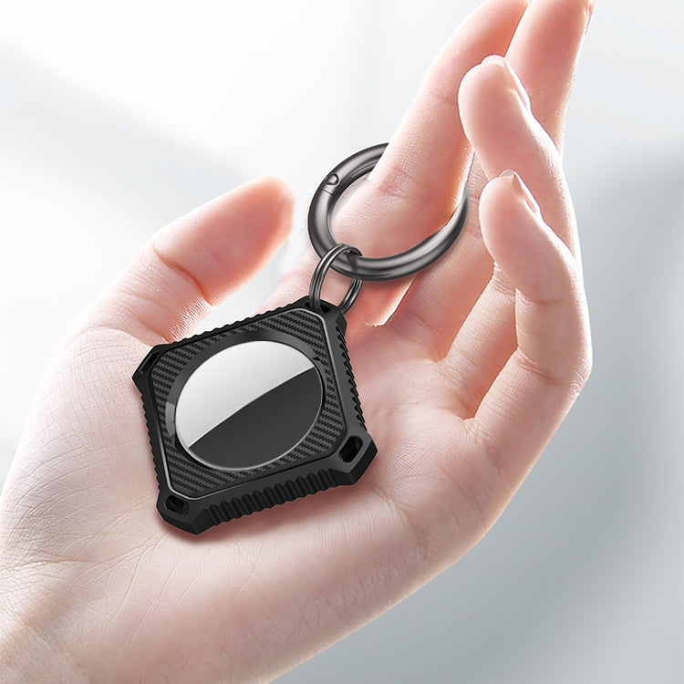 Four Square Carbon Fiber Case with Keychain Ring For AirTag 2nd Gen / AirTag 1st Gen