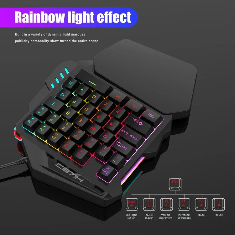 HXSJ V100+A883+P8 One-handed Keyboard + Programming Gaming Mouse + Keyboard Mouse Converter Set, V100+J900+P8