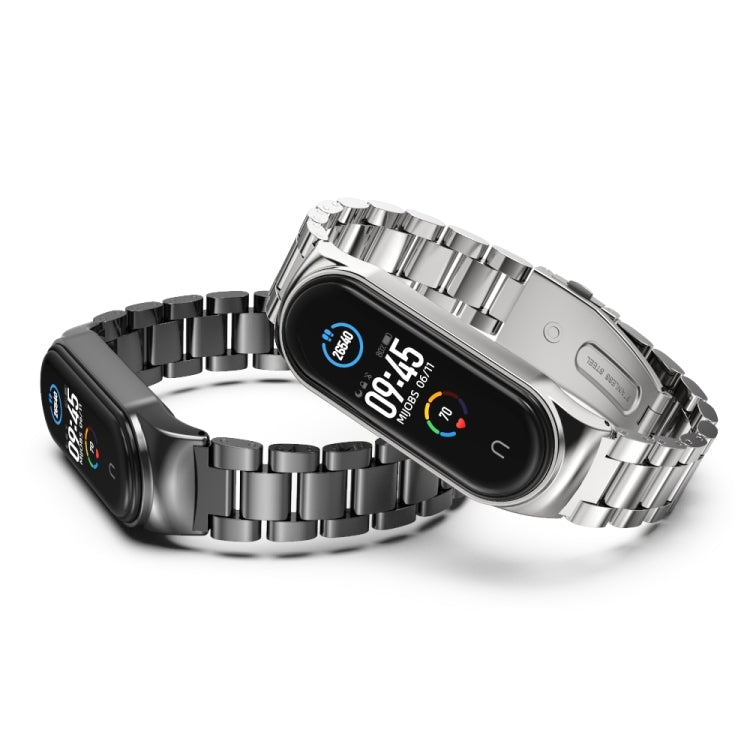 For Xiaomi Mi Band 6 / 5 CS Mijobs CS Metal Three Bead Stainless Steel Watch Band